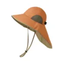 Orange wide brim sun hat outdoor breathable hiking cap with neck flap color variant - 58 / Valley Khaki