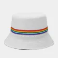 Sombrero de pescador de algodón blanco con cinta de arcoíris sombrero para el sol casual - Talla única / Blanco
