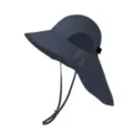 Outdoor sun protection hat with wide brim, neck flap, breathable mesh and windproof chin strap. - 58 / Navy Blue