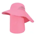 Pink outdoor sun hat with wide brim, breathable mesh and neck flap for UV protection. - One Size / Rose Pink