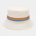 Sombrero de pescador de algodón con cinta a rayas de arco iris, gorro de sol informal. - Talla única / Beige