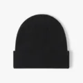 Gorro negro de punto acanalado, sombrero clásico con vuelta invierno cálido color liso. - Talla única / Negro