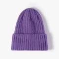 Gorro de punto acanalado morado, gorro de invierno cálido y elegante para hombre y mujer. - Púrpura Jaspeado