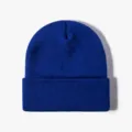 Royal blue cuffed knit beanie warm winter solid color casual wool hat for men and women - Royal Blue