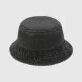 Sombrero de cubo de denim de algodón lavado para hombres y mujeres, gorra de sol vintage. - Talla única / Negro