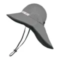 Grey wide brim sun hat with neck flap, outdoor UV protection cap with breathable mesh panel. - 62 / White Orange Light Gray (White Webbing)