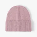Women Pink Knit Beanie Winter Warm Ribbed Cuff Hat Soft Casual Outdoor Cold Cap Style - One Size / Pink