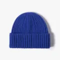 Blau gerippte Strickmütze für den Winter, warme Umschlagmütze Alltag Mode Accessoire. - Einheitsgröße / Blau