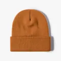 Gorro de punto naranja con vuelta invierno cálido gorro de lana color sólido casual - Talla única / Caramelo