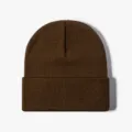 Brown solid color knitted beanie for winter warm daily casual wear, cozy winter hat. - Coffee Brown