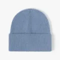Bonnet en tricot côtelé bleu classique pour femmes, bonnet d'hiver chaud et confortable. - Taille unique / Bleu gris