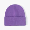 Bonnet en tricot côtelé violet, bonnet d'hiver chaud et doux pour femme et temps froid. - Taille unique / Violet Chiné