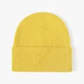 Bonnet en tricot jaune pour femme, bonnet d'hiver chaud et côtelé pour temps froid. - Taille unique / Curcuma