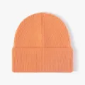 Bonnet en tricot côtelé orange pour femme, élégant chapeau chaud automne hiver extérieur. - Taille unique / Rouge Orangé