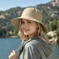 Sombrero de pescador caqui anti UV, gorro de ala ancha para senderismo de verano mujer. - 58cm / Caqui
