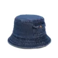 Clasico sombrero de cubo de denim lavado con bolsillo lateral, sombrero de sol casual. - Talla única / Azul Medio