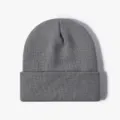 Solid gray winter cuffed knitted beanie, thick warm retro casual outdoor slouchy knit hat. - Blue Grey