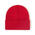 Bonnet en tricot côtelé rouge hiver, chaud bonnet à revers pour femmes quotidien plein air - Taille unique / Rouge de Chine