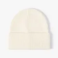 Bonnet tricoté côtelé blanc cassé hiver chaud, design décontracté classique pour temps froid. - Taille unique / Blanc Crème