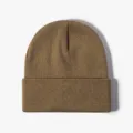 Solid brown knit beanie winter hat, warm cuffed acrylic skull cap for men and women daily wear. - Dark Khaki