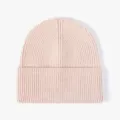 Bonnet en tricot pour femme hiver chaud revers côtelé couleur unie bonnet casual. - Taille unique / Rose Clair