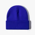 Solid royal blue cuffed knitted beanie hat for men and women, warm winter thermal wool cap. - Sky Blue
