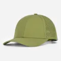 Olivgrüne atmungsaktive Baseballkappe mit Laser-Mesh, 6-Panel Trucker Hat für Sport und Freizeit. - Armeegrün