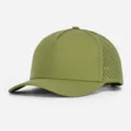Olivgrüne 5-Panel-Schnelltrocknungs-Baseballkappe mit laserperforiertem Mesh für Sport. - Einheitsgröße / Armeegrün