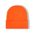 Gorro de punto naranja brillante con vuelta, gorro de invierno cálido para hombres y mujeres - Talla única / Naranja Neón