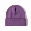 Gorro de punto morado liso para invierno, gorro de lana acrílica cálido para hombres y mujeres - Talla única / Púrpura