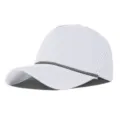 Gorra de béisbol blanca de 5 paneles de secado rápido con cordón trenzado y malla láser - Talla única / Blanco