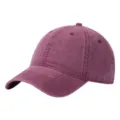 Vintage washed cotton baseball cap in wine red, classic curved brim casual dad hat variant. - One Size / Burgundy