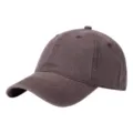 Washed cotton baseball cap in dark brown, casual plain dad hat with curved brim. - One Size / Coffee