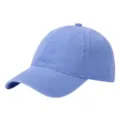 Light blue washed cotton baseball cap, classic 6-panel design with curved brim for casual wear. - One Size / Blue