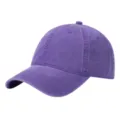 Purple washed cotton baseball cap, classic curved brim casual dad hat for outdoor sports. - One Size / Purple