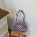 Ωραία μωβ τσάντα μπόουλινγκ με βούλες γυναικεία μόδα casual τσάντα ώμου νέα μοντέρνα. - Χωρίς μενταγιόν / Μωβ