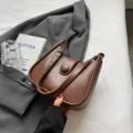 Trendy brown women shoulder bag stylish minimalist messenger bag casual PU leather handbag - No Pendant / Coffee