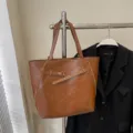 Borsa tote retrò in pelle PU marrone da donna, grande borsa a spalla casual per uso quotidiano. - Marrone