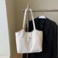 Λευκη Τσαντα Tote PU Δερματινη Μεγαλη Χωρητικοτητα Casual Τσαντα Ωμου Γυναικεια - Χωρίς μενταγιόν / Ζαχαρί