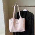 Chic pink PU leather tote bag for women, large capacity stylish shoulder bag for daily commute. - No Pendant / Pink