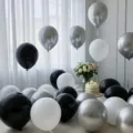 Ballons noirs et blancs argentes decoration fete anniversaire mariage proposition ouverture - Noir + blanc + argent