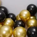 Black and gold metallic balloons set for party decoration, birthday and wedding events. - 50 Pieces/Pack / Matte Black and Gold