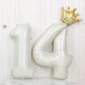 Cremeweiss Nummer 14 Folienballons mit Krone, ideal fuer Geburtstagsfeier Deko. - Nummer 14