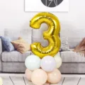 Gold number 3 foil balloon with pastel latex balloons, perfect for birthday party decor backdrop. - Number 3 / Gold