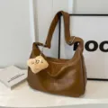 Καφέ vintage τσάντα ώμου hobo γυναικεία, μεγάλη χωρητικότητα από μαλακό δέρμα PU τσάντα χιαστί. - Με Κρεμαστό / Καφέ