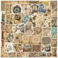 Set adesivi mappa del mondo vintage, 50 pezzi impermeabili bussola retro per diario. - Predefinito