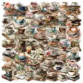 Set d'autocollants PET vintage livres et tasses de café pour journal, bagages et téléphone. - 50 Pièces/Paquet