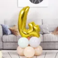 32-inch gold number foil balloon with pastel latex balloons for birthday party room decor. - Number 4 / Gold