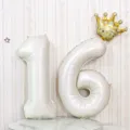 32 Zoll Cremeweiß Zahl 16 Folienballons Geburtstag Party Dekoration Zubehör Set - Nummer 16