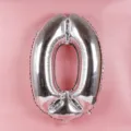 Silver number 0 foil balloon for birthday party decorations, photo background wall props. - Number 0 / Silver